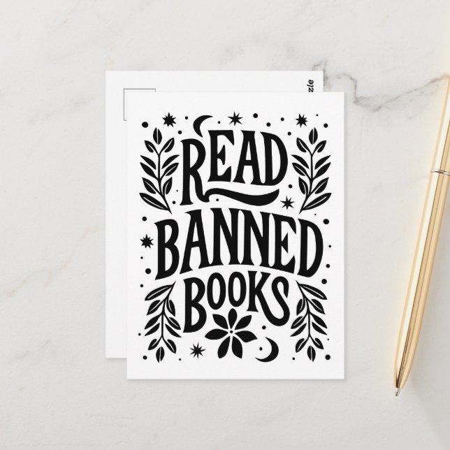 Read banned books postcard (Front/Back In Situ)