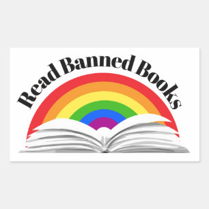 Read Banned Books Rainbow Rectangular Sticker