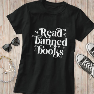 Read Banned Books Reading Lovers Typography T-Shirt