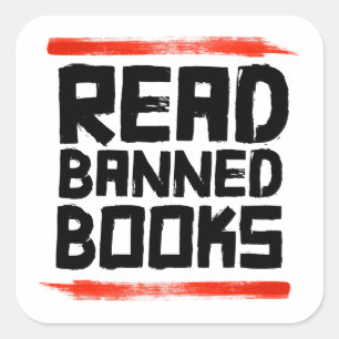 READ BANNED BOOKS SQUARE STICKER