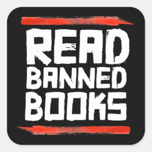 READ BANNED BOOKS SQUARE STICKER