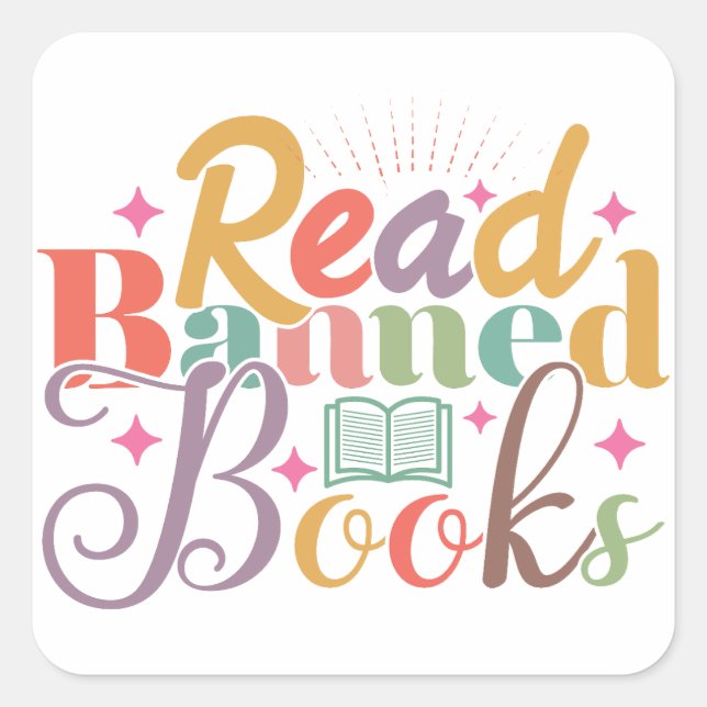 Read Banned Books Square Sticker (Front)