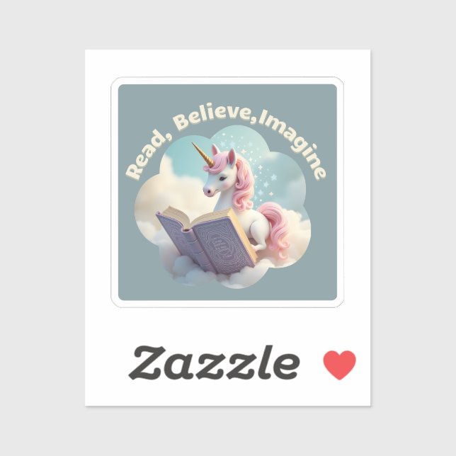 Read, Believe, Imagine - Cute Unicorn Sticker  (Sheet)