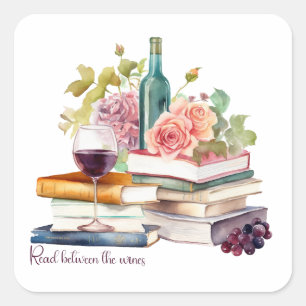 Read Between the Wines Square Sticker