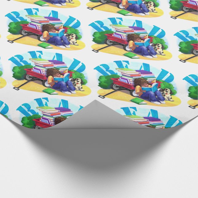 READ Book Wagon Art Pattern Wrapping Paper (Corner)