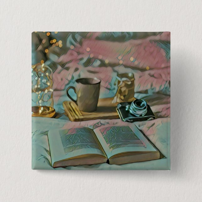 Read Books, Drink Coffee 15 Cm Square Badge (Front)