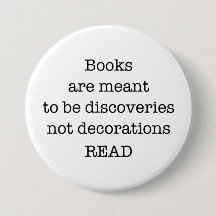 Read Books Large 3" White and Black Button