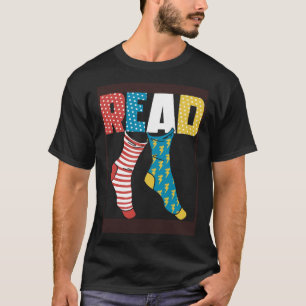 Read Books Wacky Socks Reading Teacher Book Nerds T-Shirt