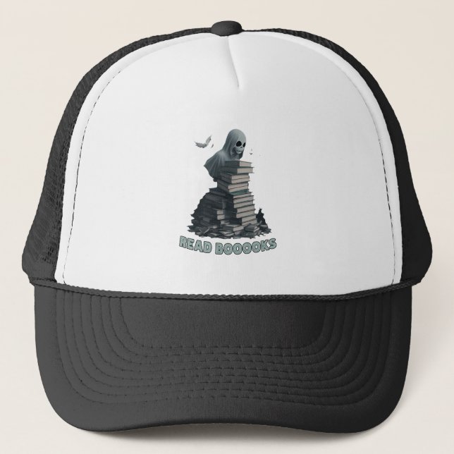 Read booooks, Ghost reading books Trucker Hat (Front)