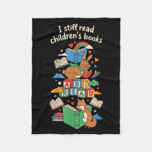 Read children's books funny book lover whimsical fleece blanket