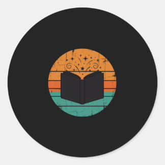 Read children's books funny vintage retro men classic round sticker