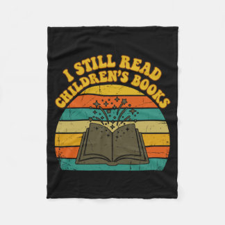 Read children's books funny vintage retro men fleece blanket