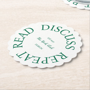 Read Discuss Repeat The Book Club Paper Coaster
