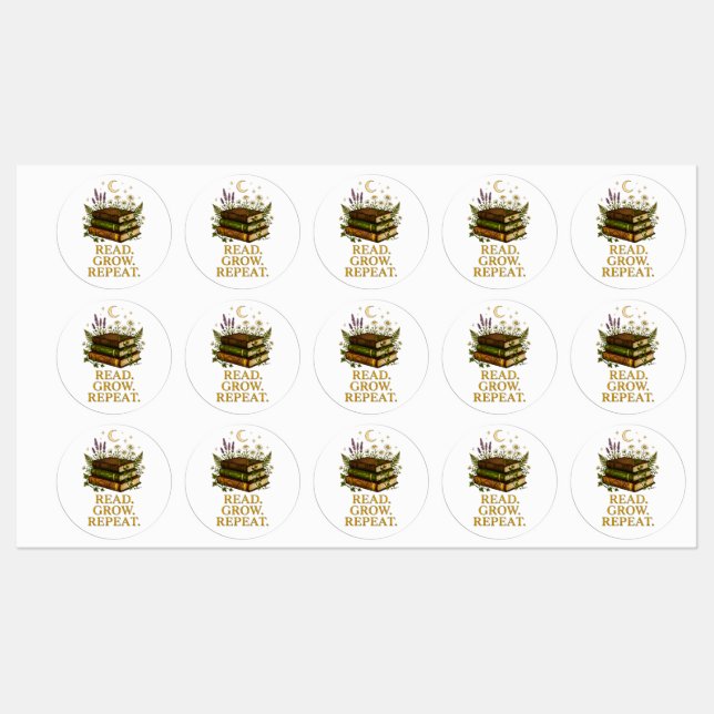Read Grow Repeat Vintage Book Celestial Labels (Sheet)