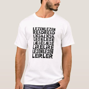 Read in 8 Languages Lino Print T-Shirt