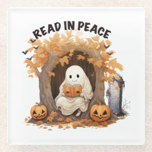Read in Peace Boo Ghost Glass Coaster