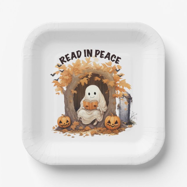 Read in Peace Boo Ghost Paper Plate (Front)