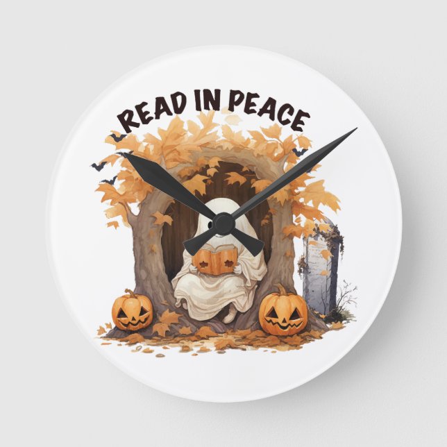 Read in Peace Boo Ghost Round Clock (Front)