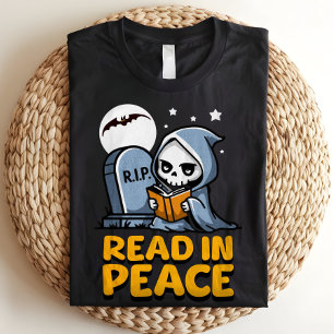 Read in Peace Bookworm Grim Reaper Halloween Tri-Blend Shirt