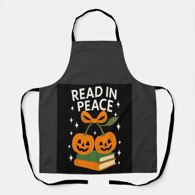 Read in Peace Funny Halloween Book Apron (Front)