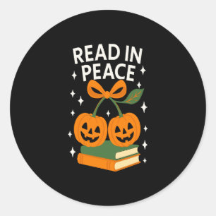 Read in Peace Funny Halloween Book Classic Round Sticker