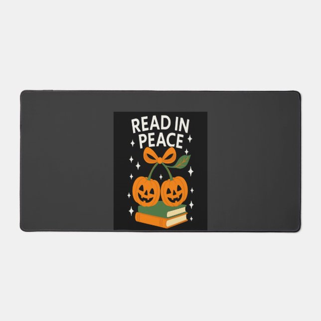 Read in Peace Funny Halloween Book Desk Mat (Front)