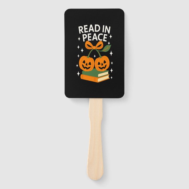 Read in Peace Funny Halloween Book Hand Fan (Front)