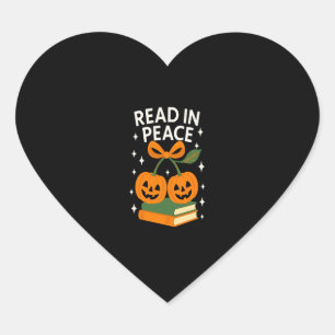 Read in Peace Funny Halloween Book Heart Sticker