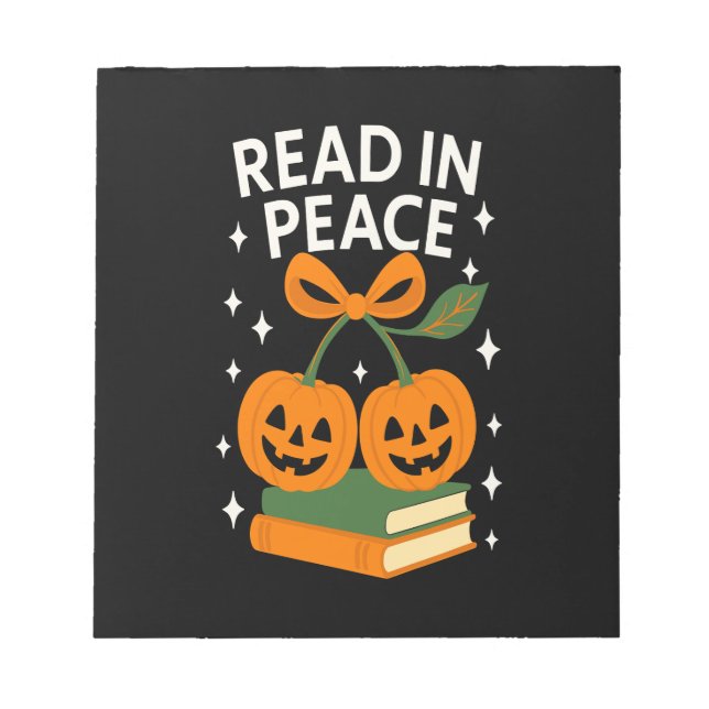 Read in Peace Funny Halloween Book Notepad (Front)