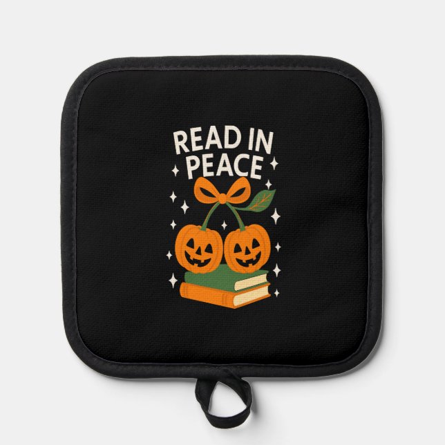 Read in Peace Funny Halloween Book Pot Holder (Front)