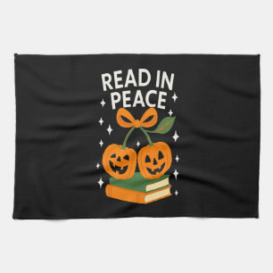 Read in Peace Funny Halloween Book Tea Towel