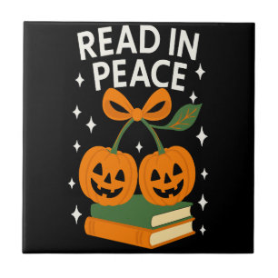Read in Peace Funny Halloween Book Tile