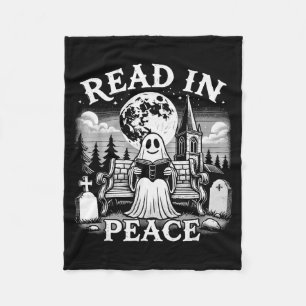 Read In Peace Ghost Reading Books Funny Halloween Fleece Blanket
