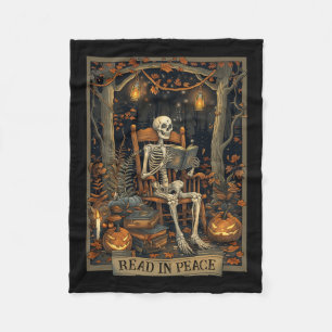 Read In Peace Skeleton Halloween Read Banned Books Fleece Blanket