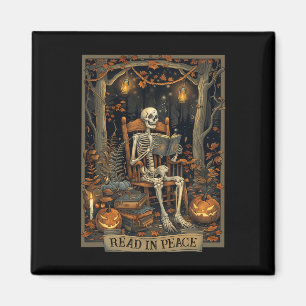 Read In Peace Skeleton Halloween Read Banned Books Magnet