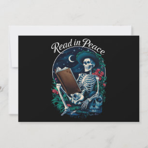 Read in Peace Skeleton Reading Book Lover Bookish Invitation
