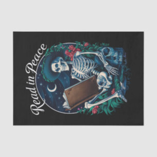 Read in Peace Skeleton Reading Book Lover Bookish Tissue Paper