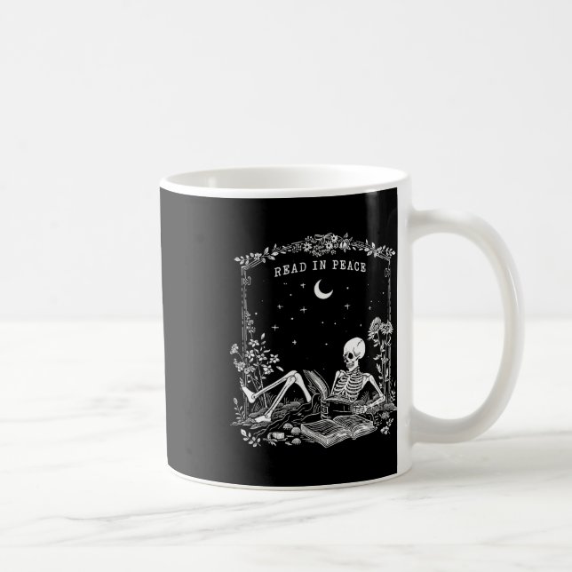 Read In Peace Spooky Teacher Skeleton Trick Teach  Coffee Mug (Right)