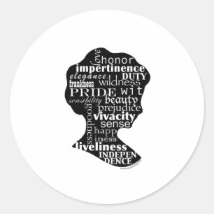 Read Jane Austen Cameo Classic Round Sticker