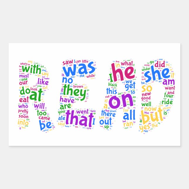 Read! Learn your Sight Words! Rectangular Sticker (Front)