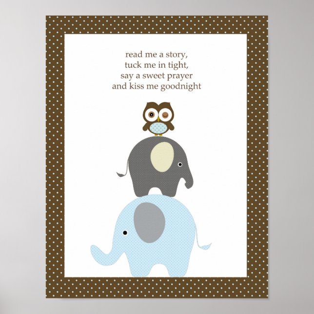 Read me a story owl elephant boy nursery art poster (Front)