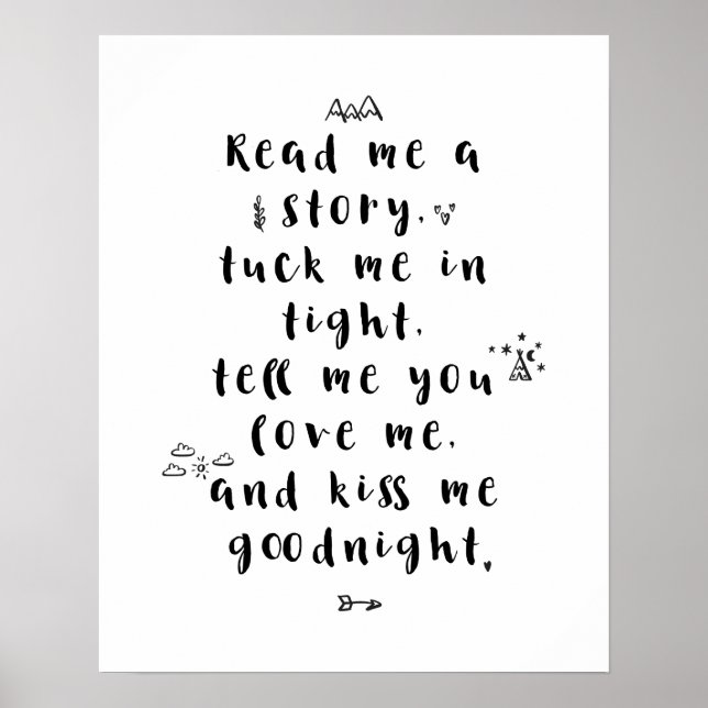 Read Me A Story, Tuck Me In Tight Nursery Quote Poster (Front)
