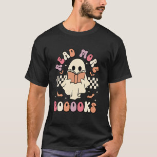 Read Moe Booooks Teacher Student Spooky Ghost Hall T-Shirt