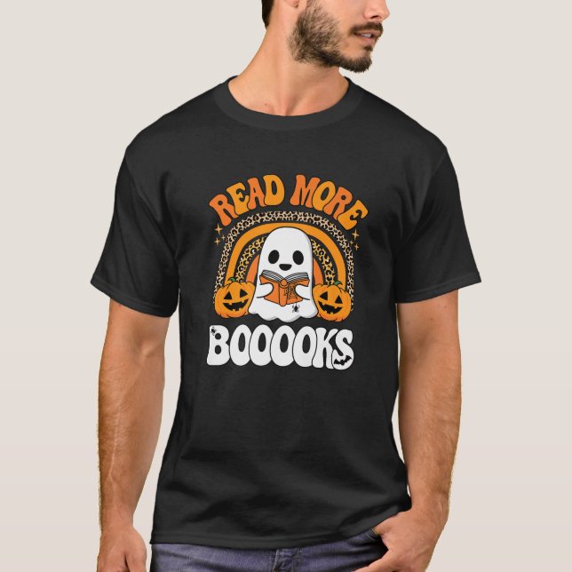 Read More Books Booooks Ghost Pumpkin Cute Teacher T-Shirt (Front)