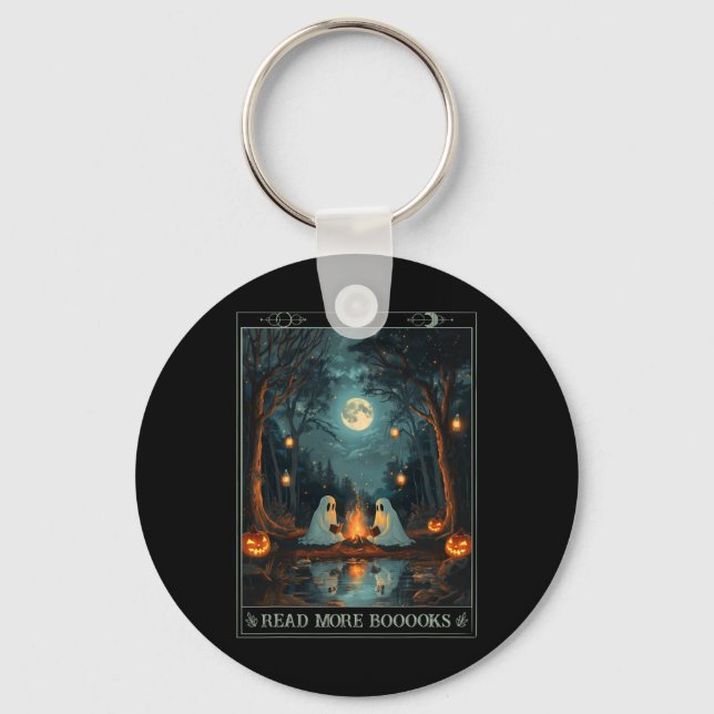 Read More Books Cute Spooky Ghost Reading Book Tar Key Ring (Front)