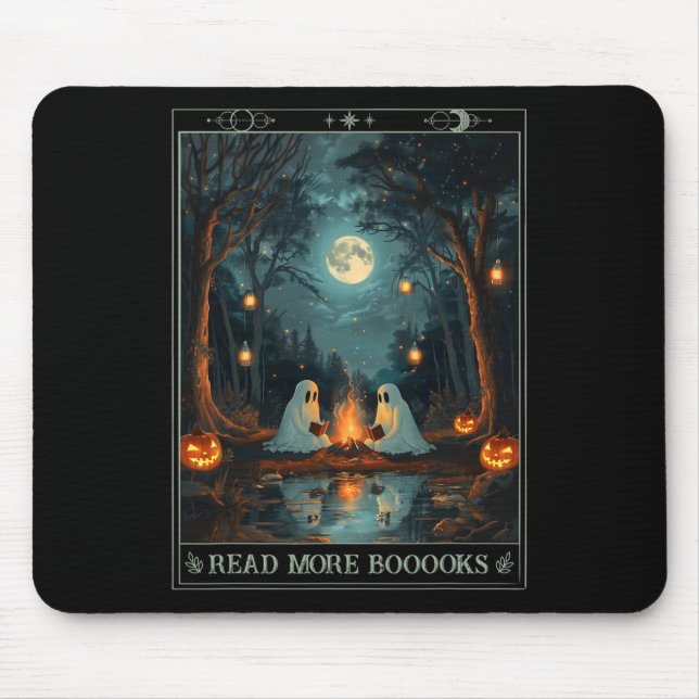 Read More Books Cute Spooky Ghost Reading Book Tar Mouse Mat (Front)