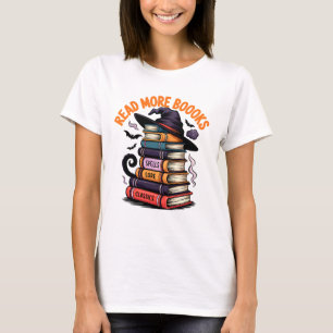 Read More Books Funny Witch Hat Spooky Book Stack T-Shirt