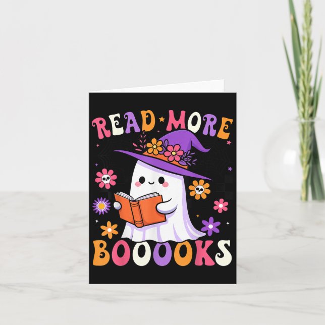 Read More Books Ghost Reading Book Funny Teacher H Card (Front)