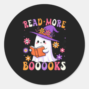 Read More Books Ghost Reading Book Funny Teacher H Classic Round Sticker