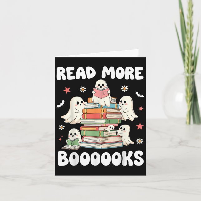 Read More Books Ghost Reading Book Halloween  Card (Front)